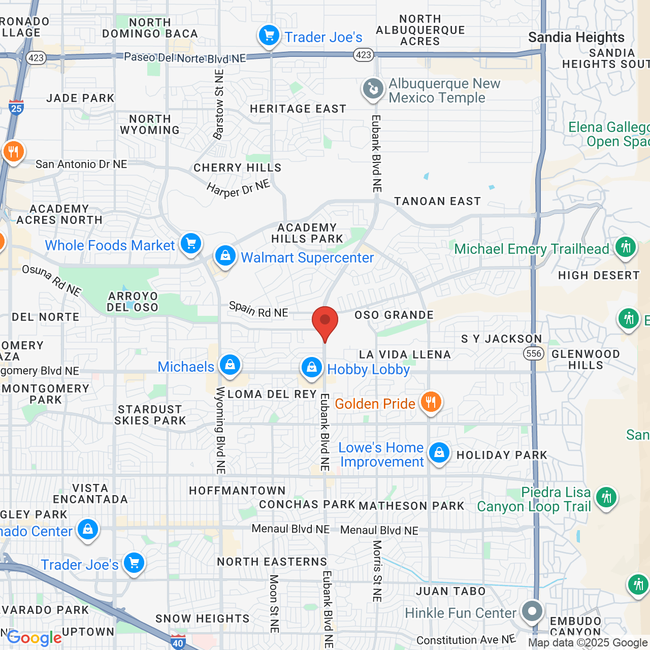 Google map image of our location in 4710 Eubank NE Unit A Albuquerque, NM